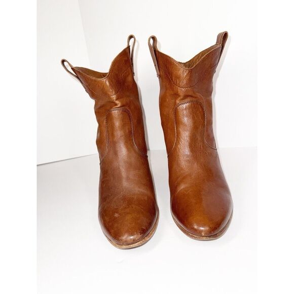 Alberto Fermani Ankle Boot Leather Bootie Brown Western Boho Block Heel 38.5/8.5 - Picture 3 of 14